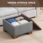 24" Square Storage Ottoman，Gray