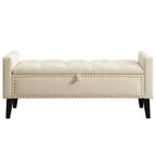 47" Velvet Storage Bench，Beige