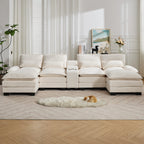 U Shaped Cloud Modular Sofa with Chaise Lounges，Beige