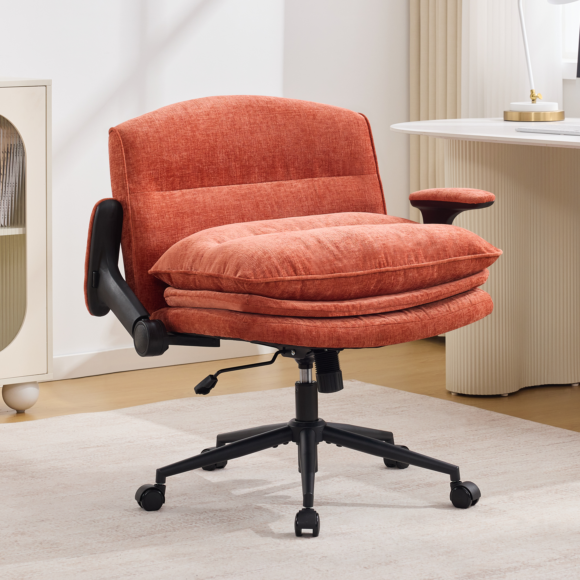 Criss Cross Chair with Flip-up Arms, Orange