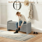 44'' Corduroy Storage Ottoman Bench, Gray