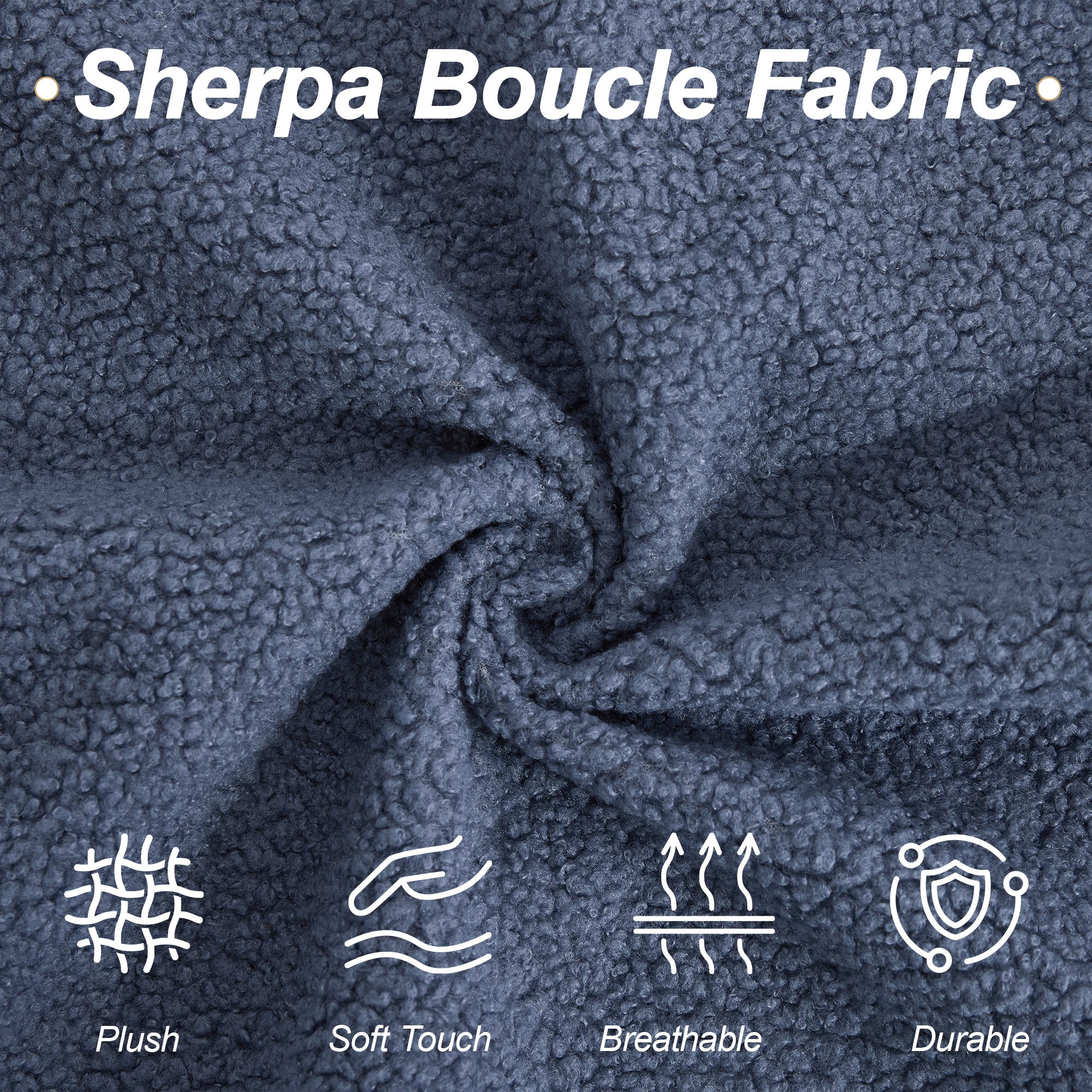 87" Boucle Couch with Solid Wood Legs,Blue