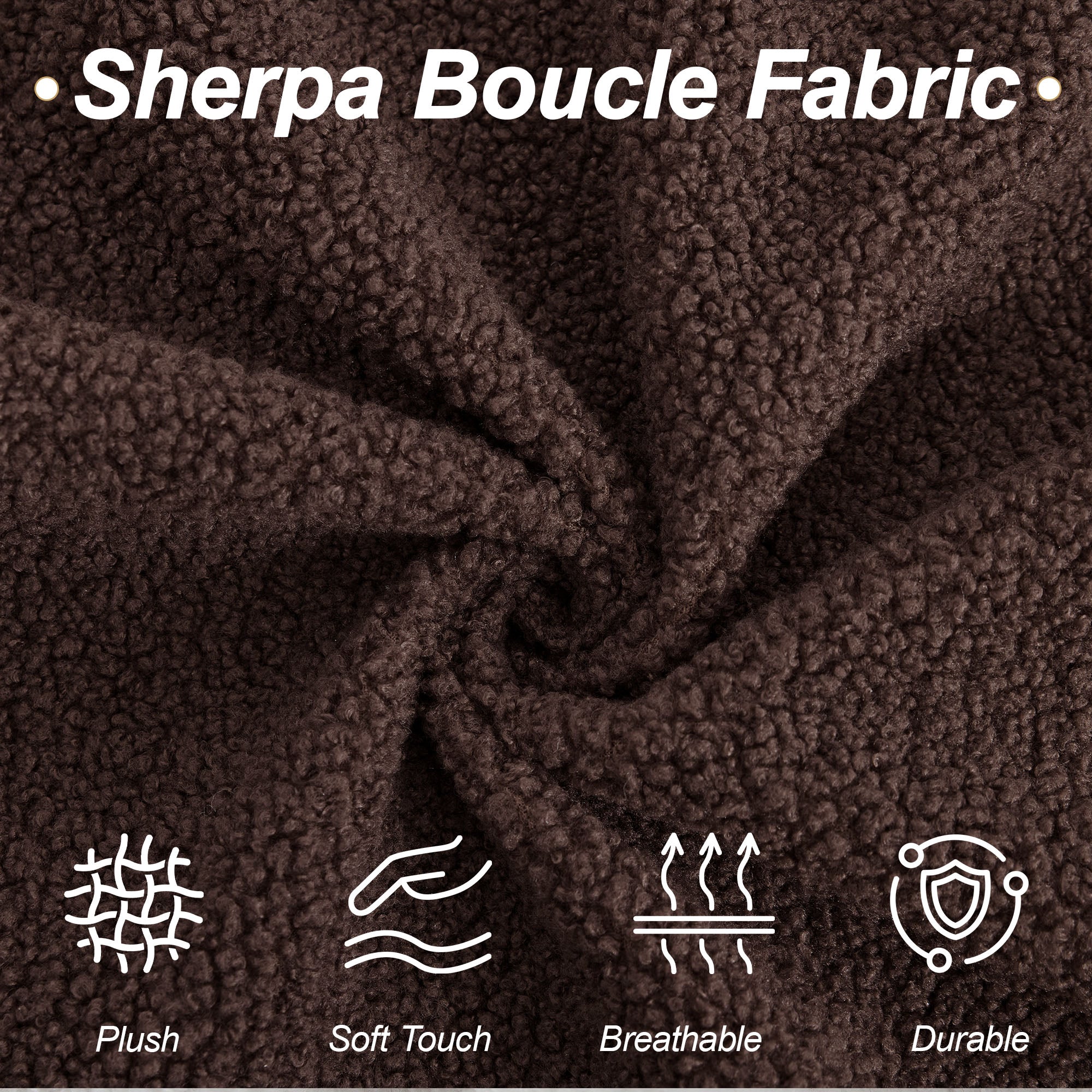 87" Boucle Couch with Solid Wood Legs,Brown