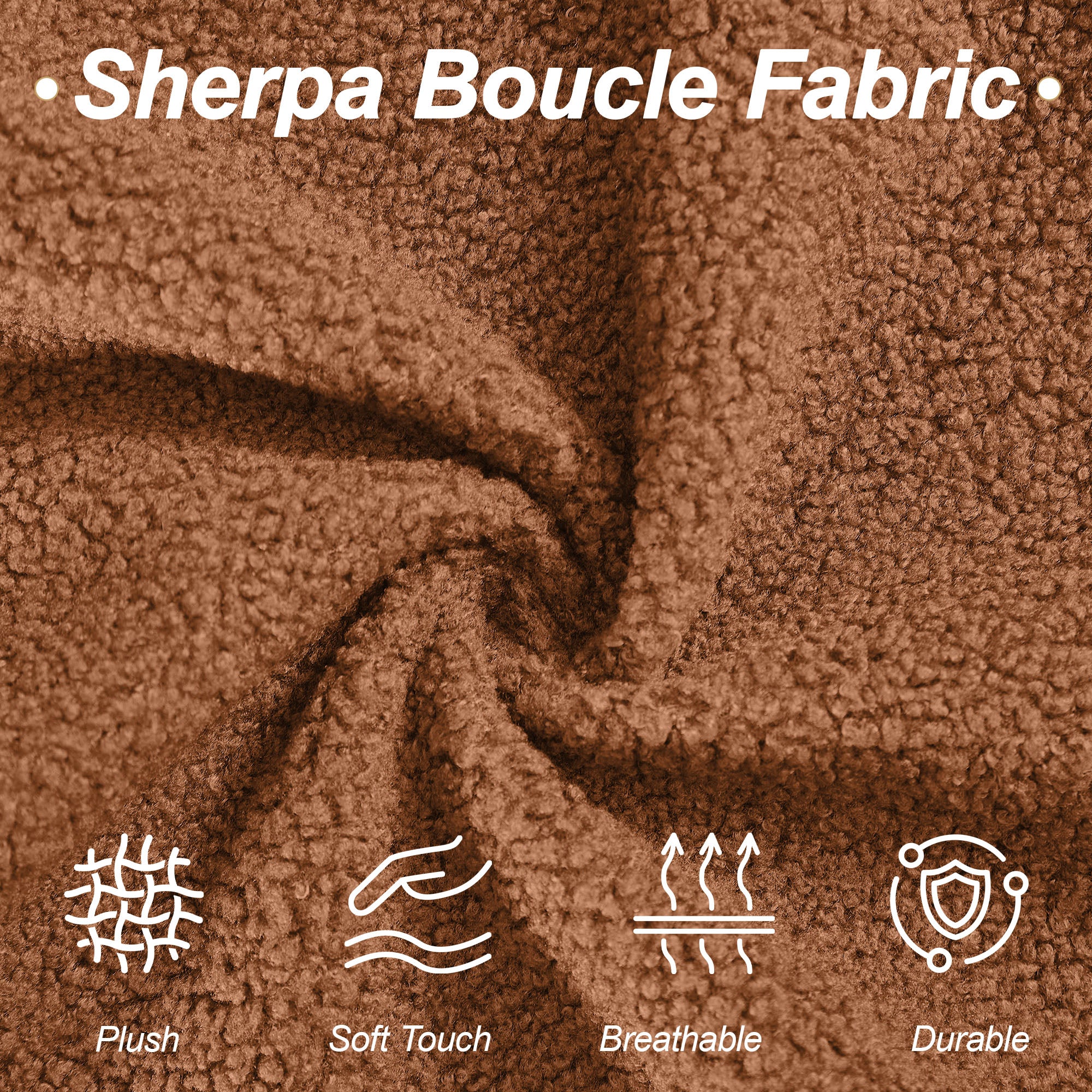 87" Boucle Couch with Solid Wood Legs,Camel