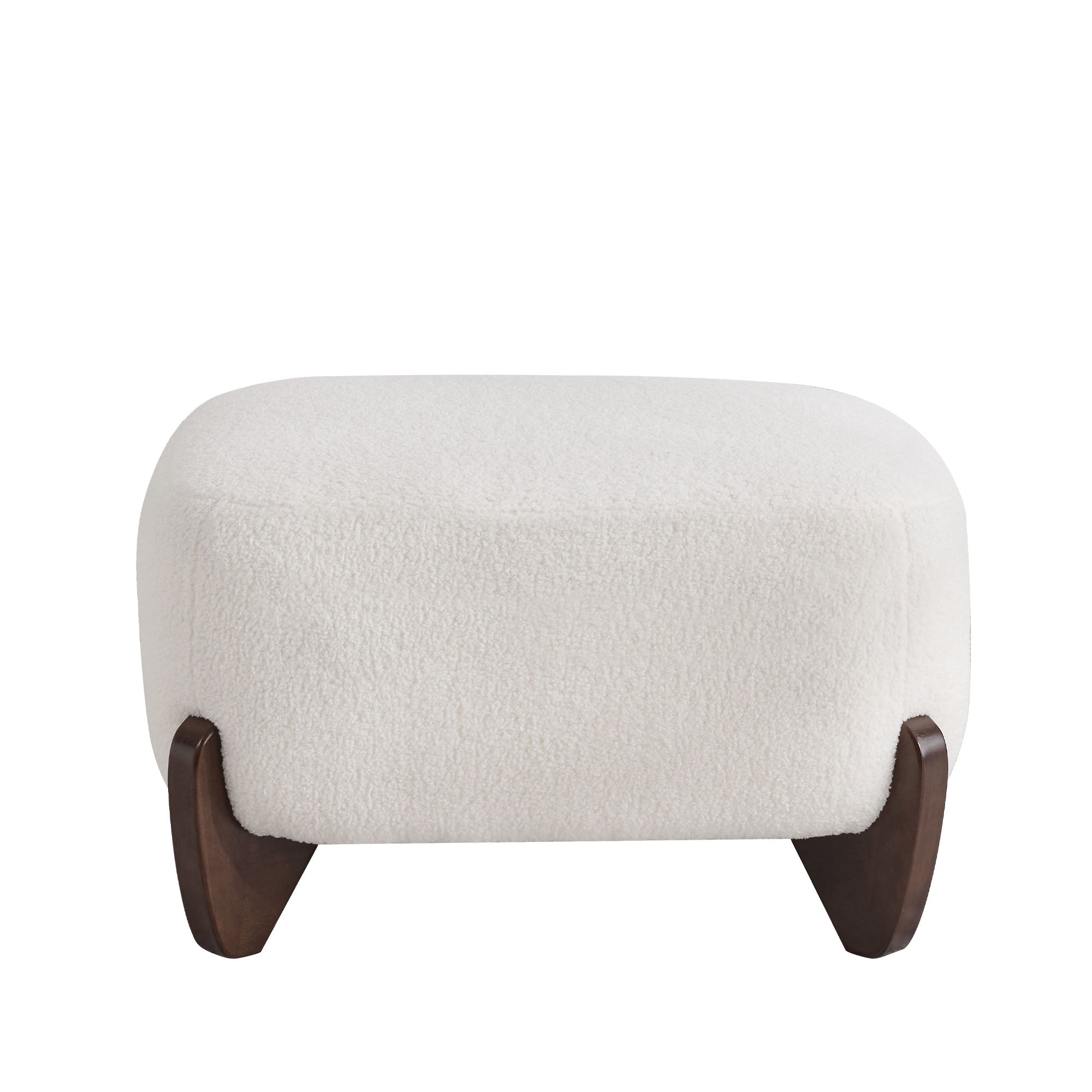 28.7" Sherpa Boucle Ottoman，Beige