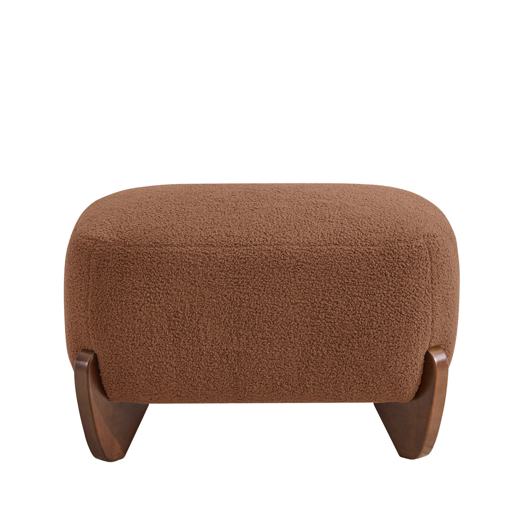 28.7" Sherpa Boucle Ottoman，Bright Brown