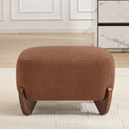 87" Sherpa Boucle Cloud Couch with Ottoman，Bright Brown