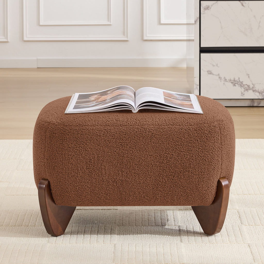 87" Sherpa Boucle Cloud Couch with Ottoman，Bright Brown