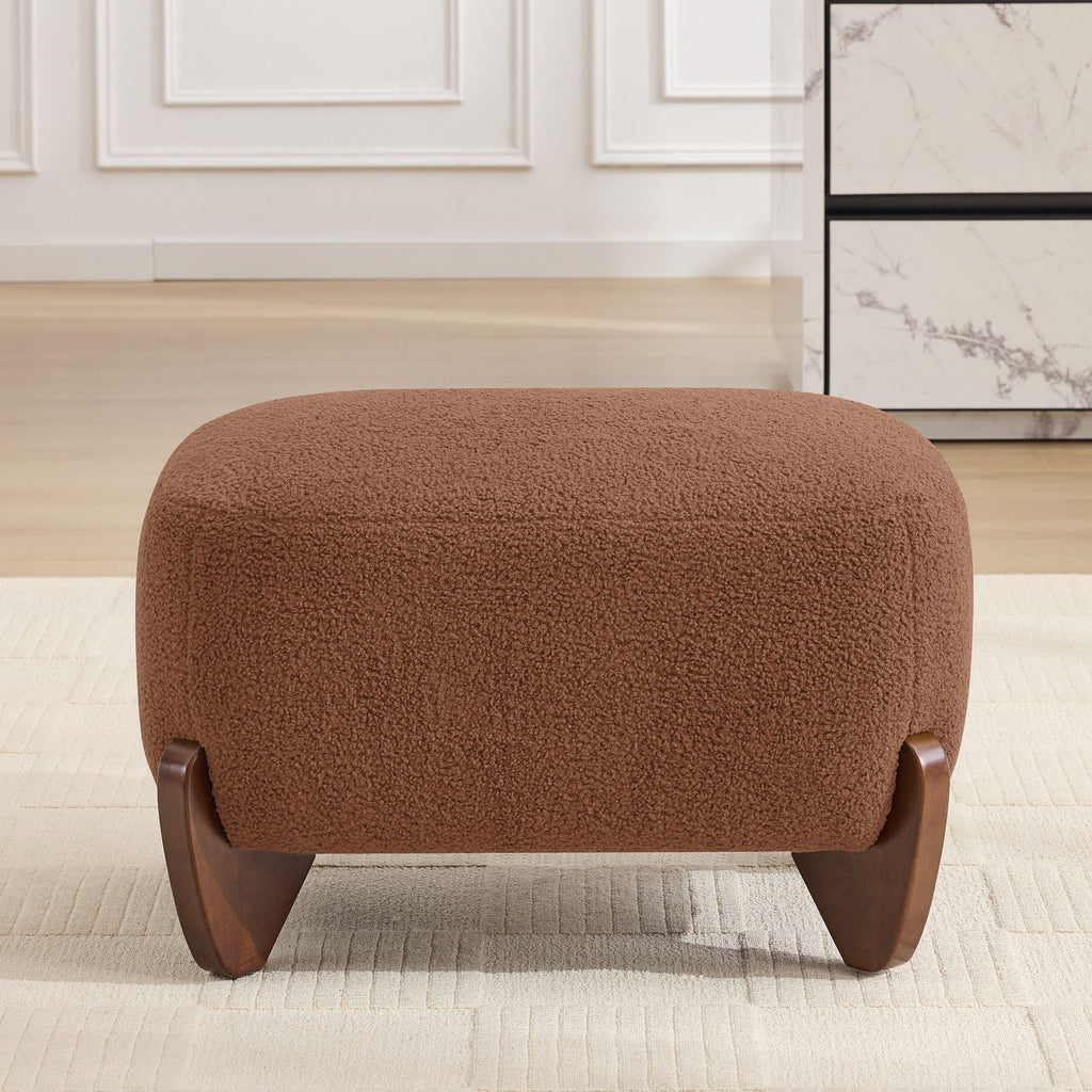 28.7" Sherpa Boucle Ottoman，Bright Brown