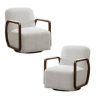 Chenille Upholstered Swivel Accent Chairs，Beige