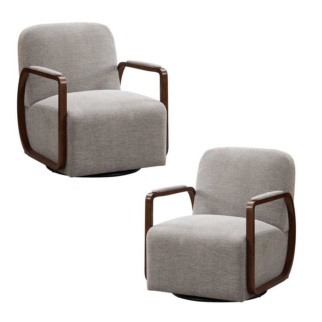 Chenille Upholstered Swivel Accent Chairs，Taupe