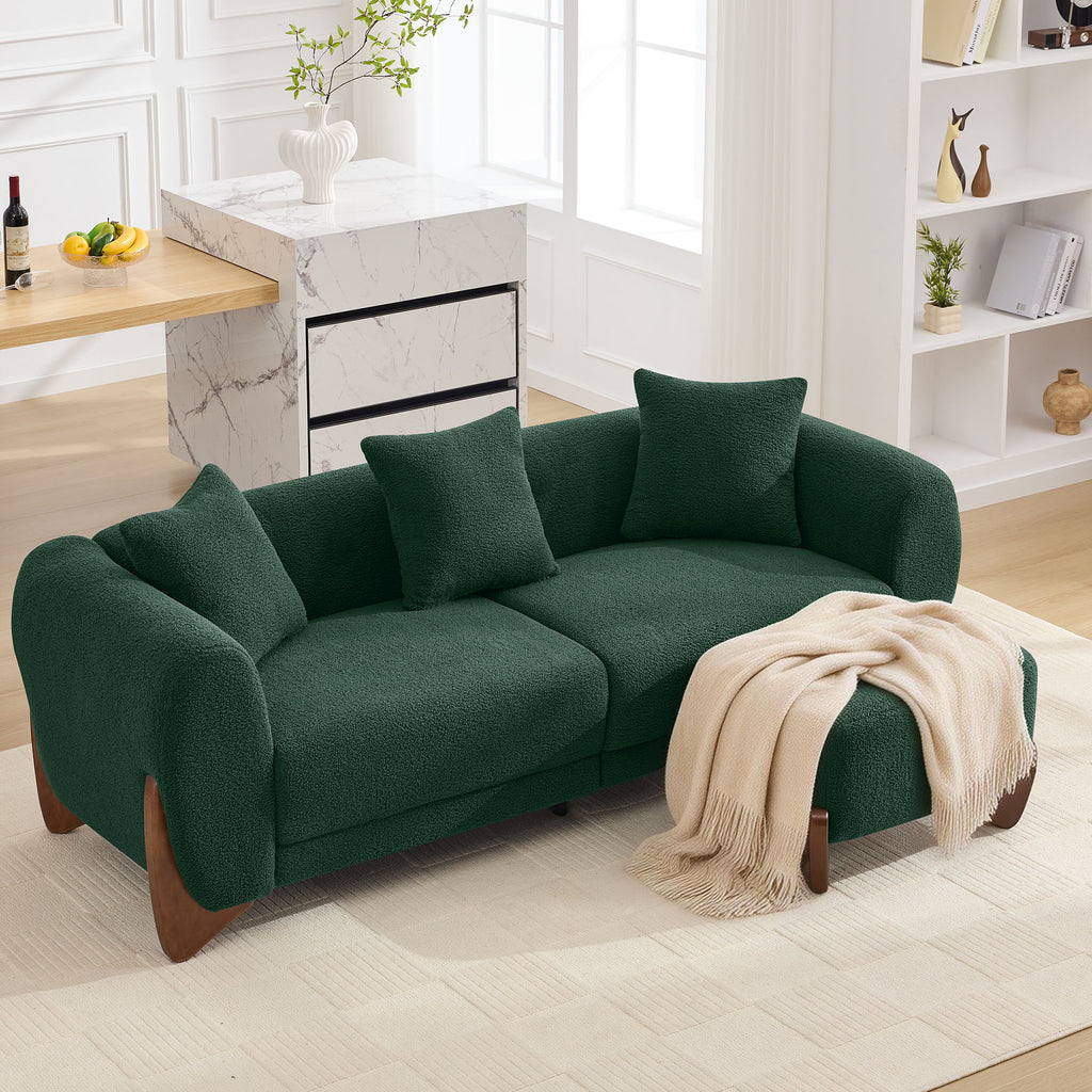 28.7" Sherpa Boucle Ottoman，Green