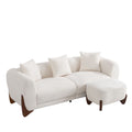 87" Sherpa Boucle Cloud Couch with Ottoman，Beige