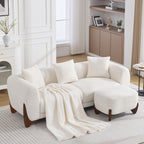 87" Sherpa Boucle Cloud Couch with Ottoman，Beige
