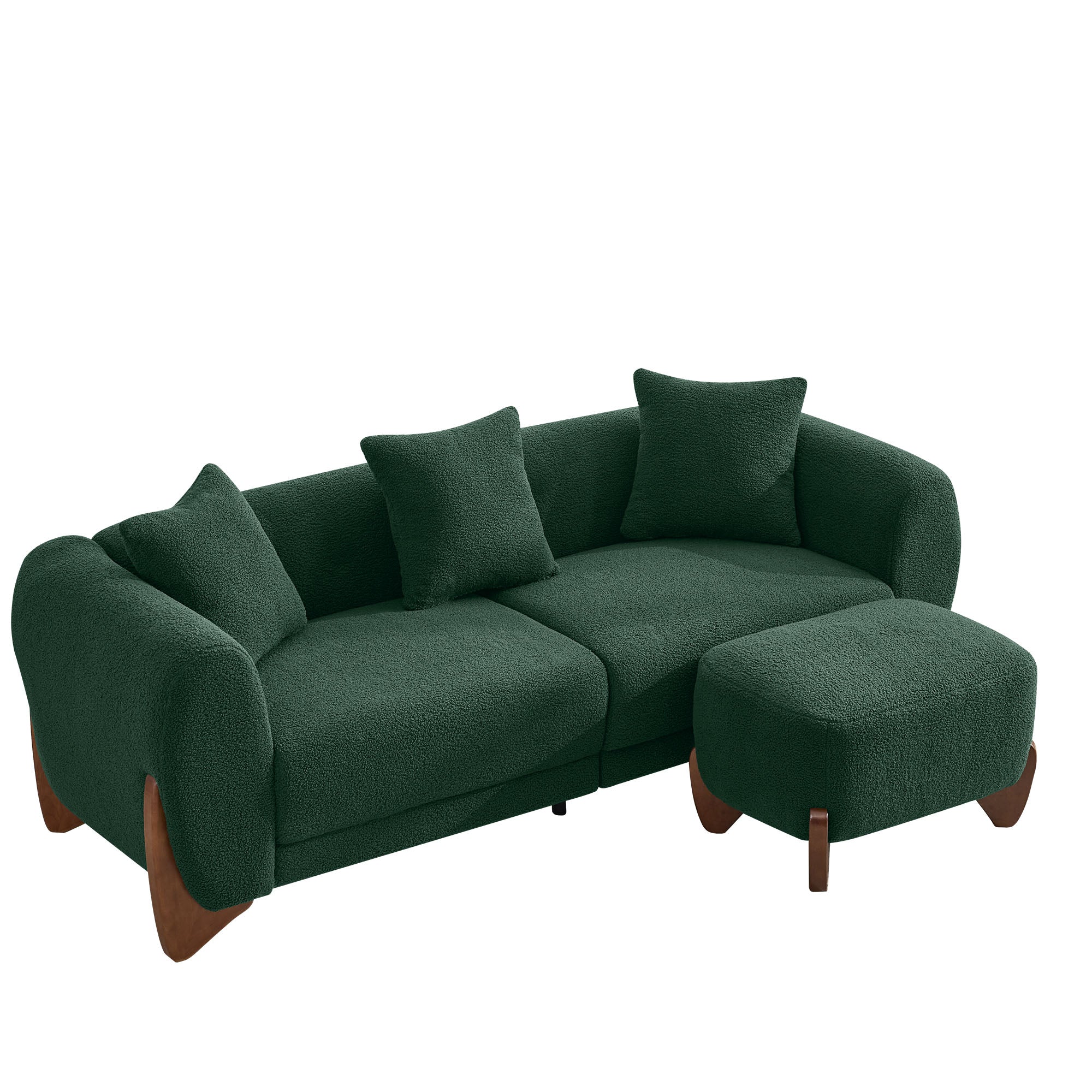 28.7" Sherpa Boucle Ottoman，Green