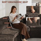 Curved Compression Sectional Couch，4 Seater，Brown