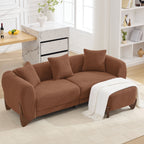 87" Sherpa Boucle Cloud Couch with Ottoman，Bright Brown