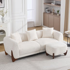 87" Sherpa Boucle Cloud Couch with Ottoman，Beige