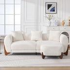 87" Sherpa Boucle Cloud Couch with Ottoman，Beige