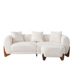 87" Sherpa Boucle Cloud Couch with Ottoman，Beige