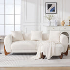 87" Sherpa Boucle Cloud Couch with Ottoman，Beige