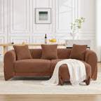 87" Sherpa Boucle Cloud Couch with Ottoman，Bright Brown