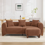 87" Sherpa Boucle Cloud Couch with Ottoman，Bright Brown