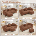 87" Sherpa Boucle Cloud Couch with Ottoman，Bright Brown