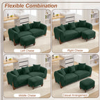 87" Sherpa Boucle Cloud Couch with Ottoman，Green
