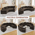 Curved Compression Sectional Couch，4 Seater，Brown