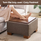 24" Square Storage Ottoman，Brown