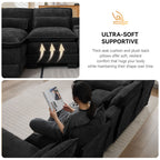 U Shaped Cloud Modular Sofa with Chaise Lounges，Black