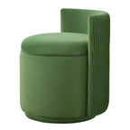 Velvet Swivel Accent Chair with Storage, 360° Vanity Makeup Chair with Wave Back, No Assembly Comfy Single Sofa Chair, Small Accent Stool for Bedroom, Dressing, Living Room