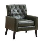 Mid Century Modern Accent Chair, Green Faux Leather Club Chair for Living Room, Bedroom, Office, or Reception Room