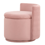 Velvet Swivel Accent Chair with Storage, 360° Vanity Makeup Chair with Wave Back, No Assembly Comfy Single Sofa Chair, Small Accent Stool for Bedroom, Dressing, Living Room