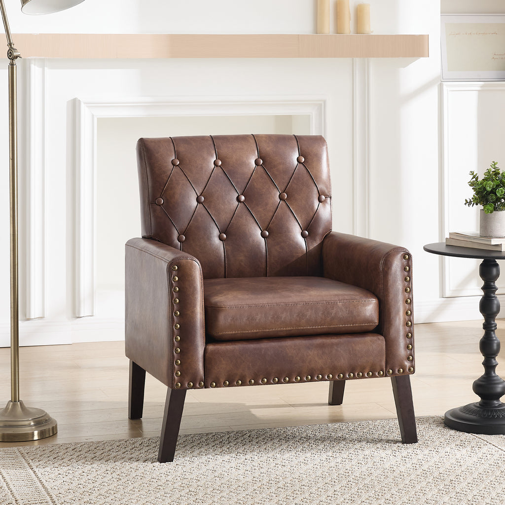 Mid Century Modern Accent Chair, Dark Brown