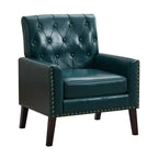 Mid Century Modern Accent Chair, Forest Green Faux Leather Club Chair for Living Room, Bedroom, Office, or Reception Room