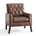 Mid Century Modern Accent Chair, Dark Brown Faux Leather Club Chair for Living Room, Bedroom, Office, or Reception Room