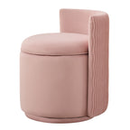 Vanity Chair with Storage，Velvet, Pink