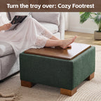24" Square Storage Ottoman，Green