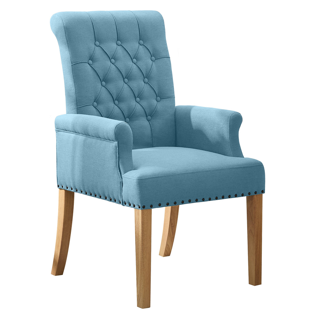 Fabric Dining Chair with Arms，Blue