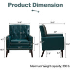 Mid Century Modern Accent Chair, Forest Green Faux Leather Club Chair for Living Room, Bedroom, Office, or Reception Room