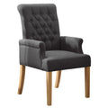 Fabric Dining Chair with Arms，Dark Gray