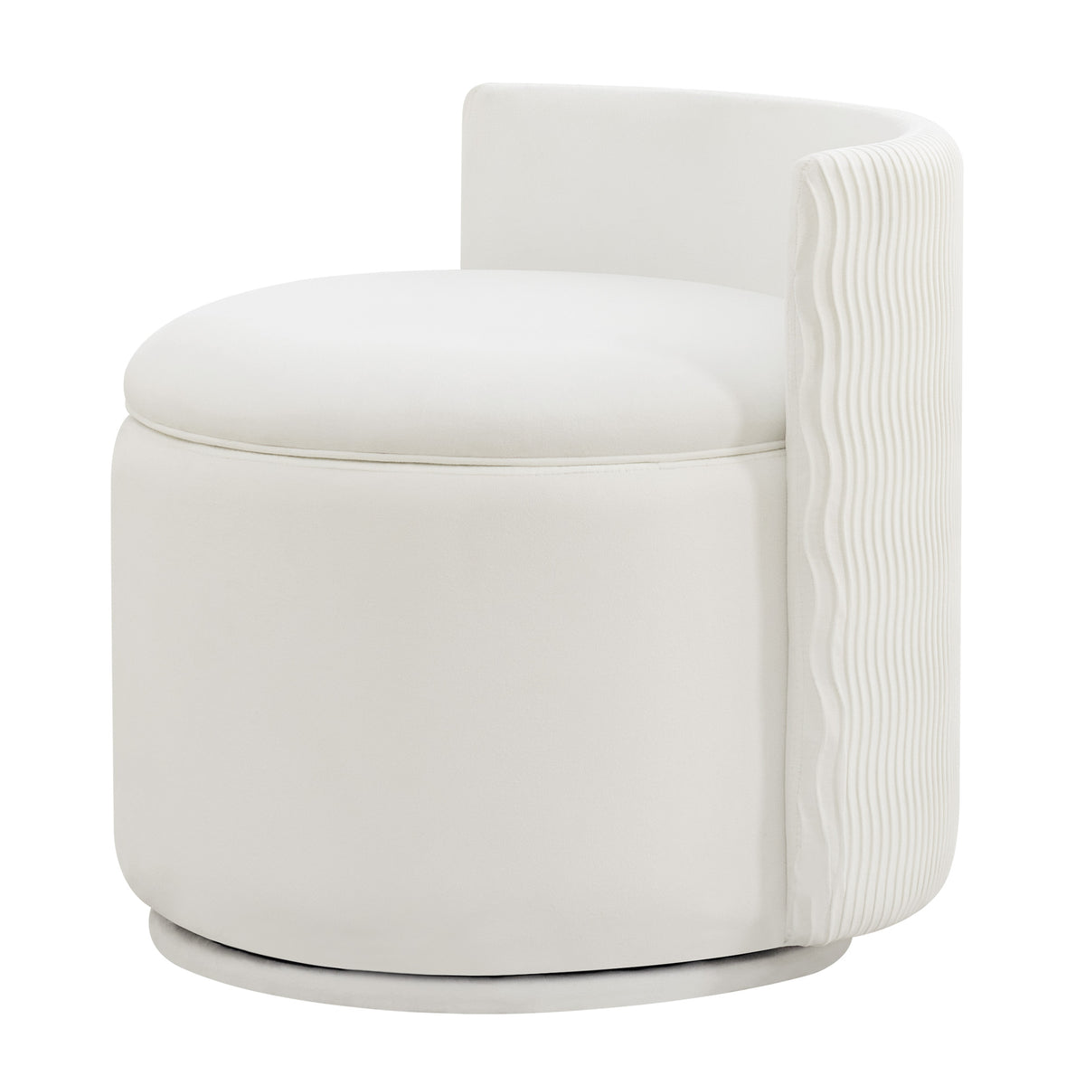 Velvet Swivel Accent Chair with Storage, 360° Vanity Makeup Chair with Wave Back, No Assembly Comfy Single Sofa Chair, Small Accent Stool for Bedroom, Dressing, Living Room