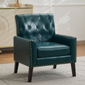Mid Century Modern Accent Chair, Forest Green Faux Leather Club Chair for Living Room, Bedroom, Office, or Reception Room