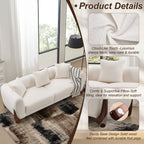 87" Boucle Couch with Solid Wood Legs,Beige
