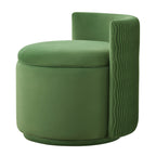 Velvet Swivel Accent Chair with Storage, 360° Vanity Makeup Chair with Wave Back, No Assembly Comfy Single Sofa Chair, Small Accent Stool for Bedroom, Dressing, Living Room