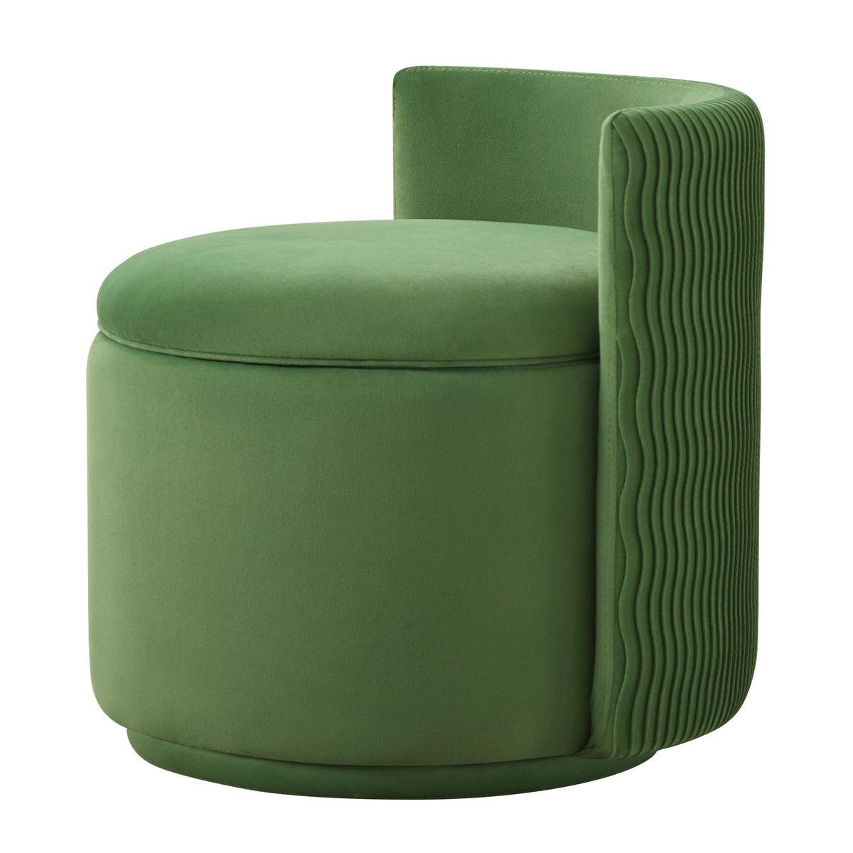 Velvet Swivel Accent Chair with Storage, 360° Vanity Makeup Chair with Wave Back, No Assembly Comfy Single Sofa Chair, Small Accent Stool for Bedroom, Dressing, Living Room