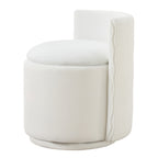 Vanity Chair with Storage，Velvet, White