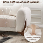 87" Boucle Couch with Solid Wood Legs,Beige